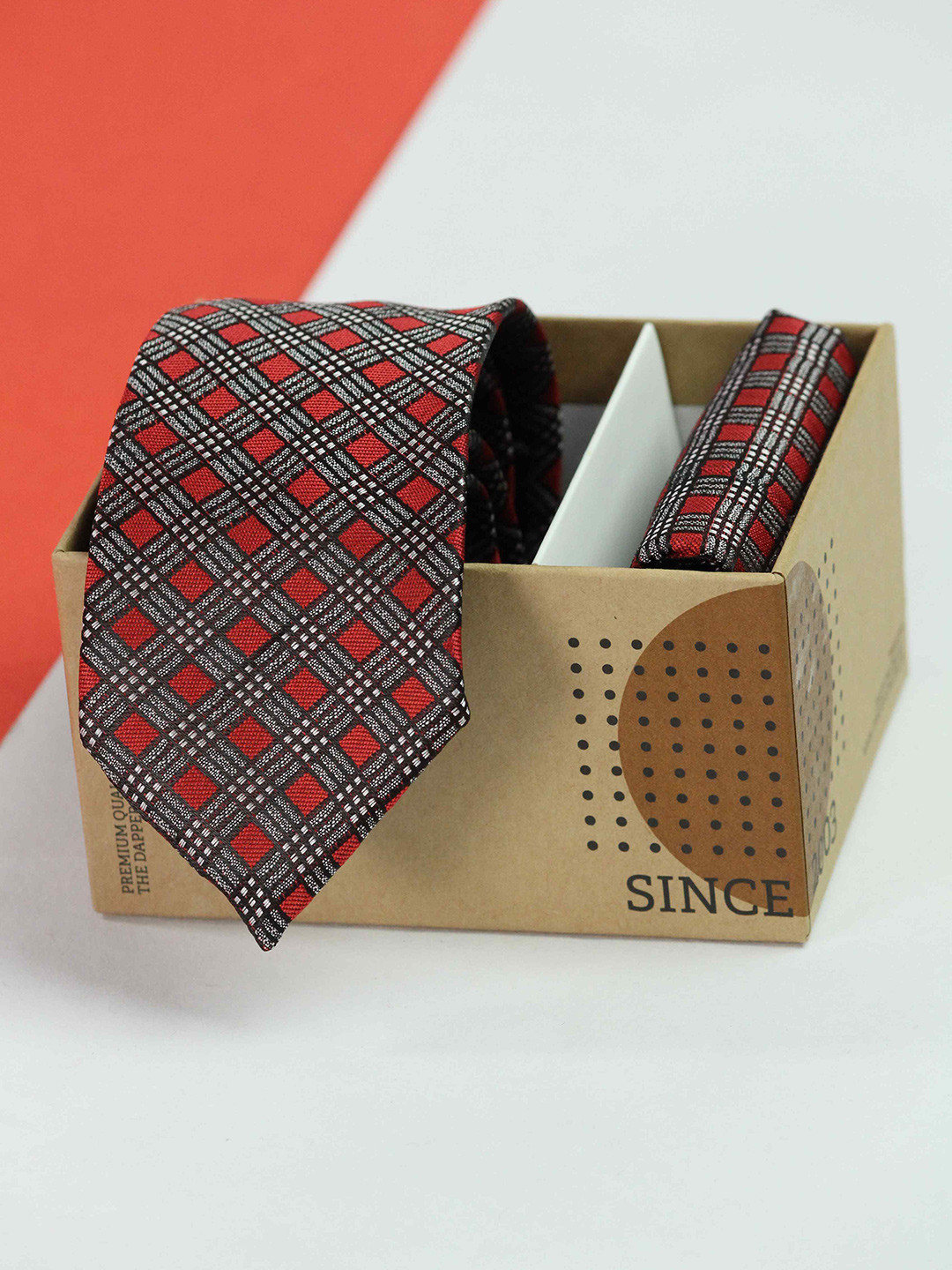 

Tossido Men Necktie & Pocket Square Accessory Gift Set, Red