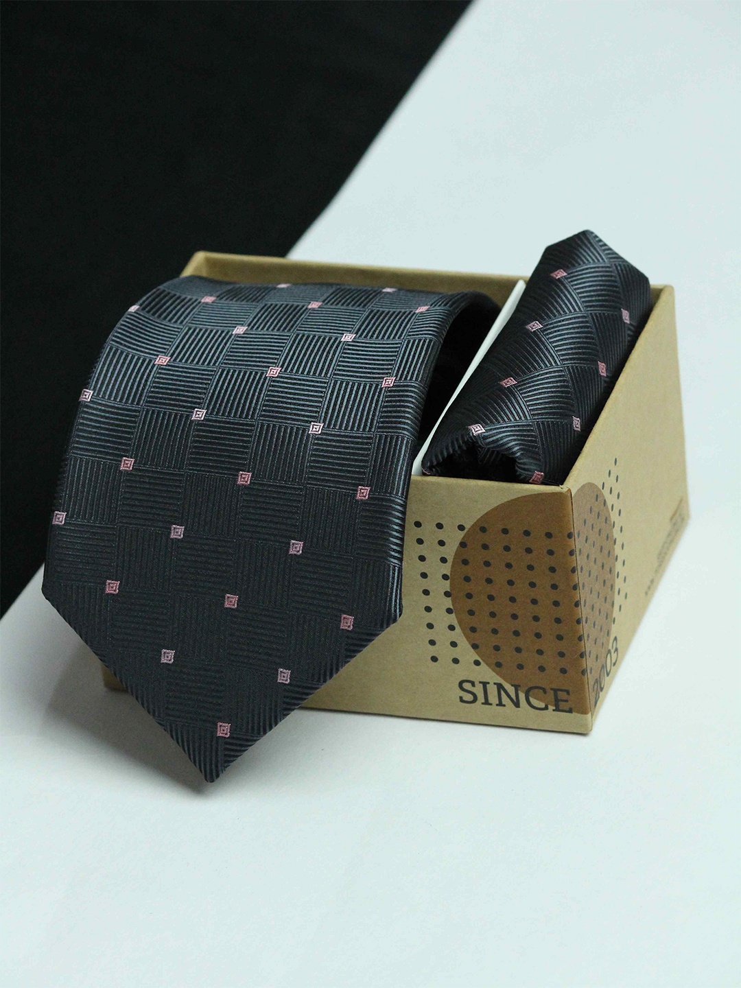 

Tossido Men Necktie & Pocket Square Accessory Gift Set, Grey