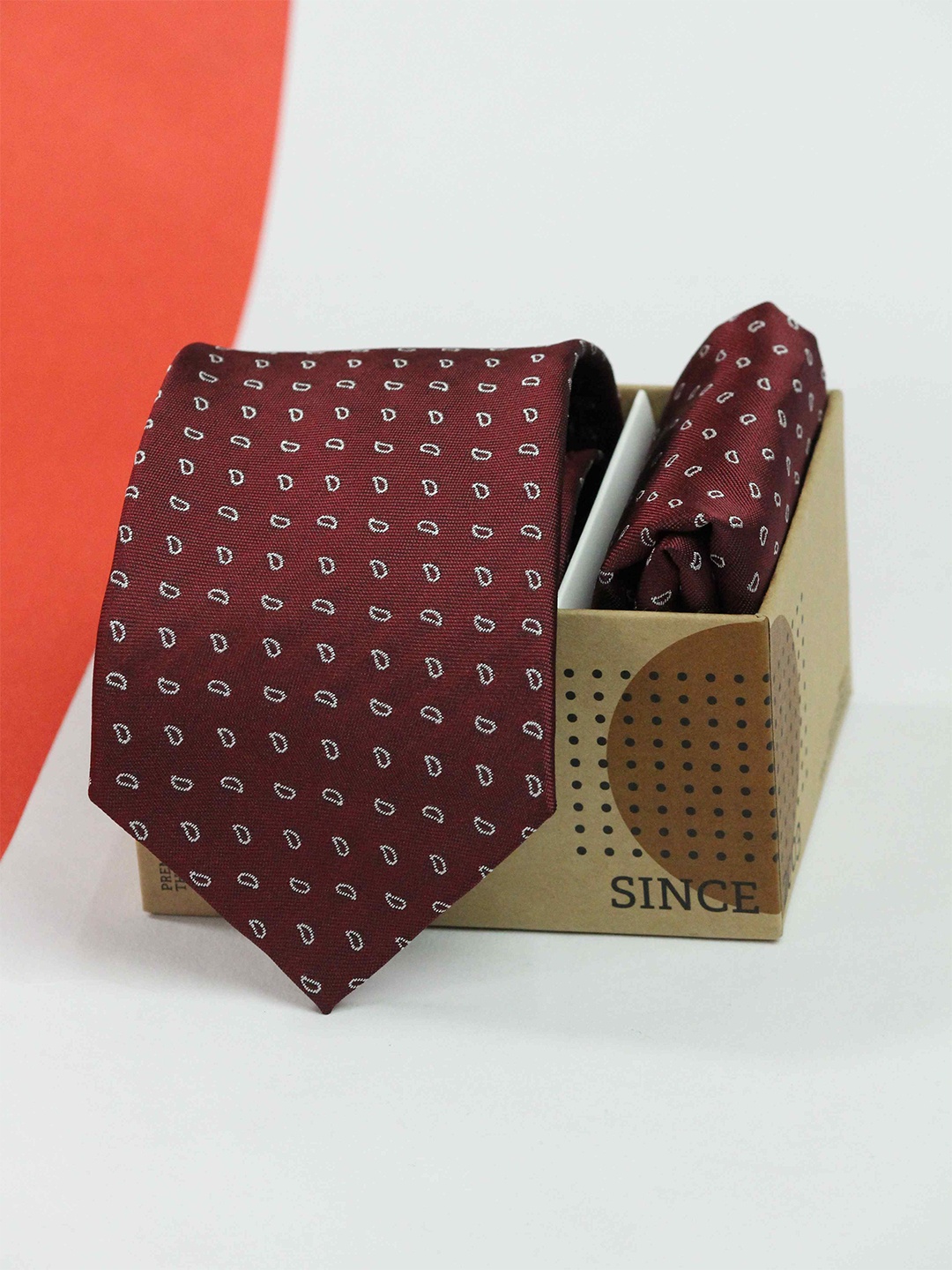 

Tossido Men Necktie & Pocket Square Accessory Gift Set, Maroon