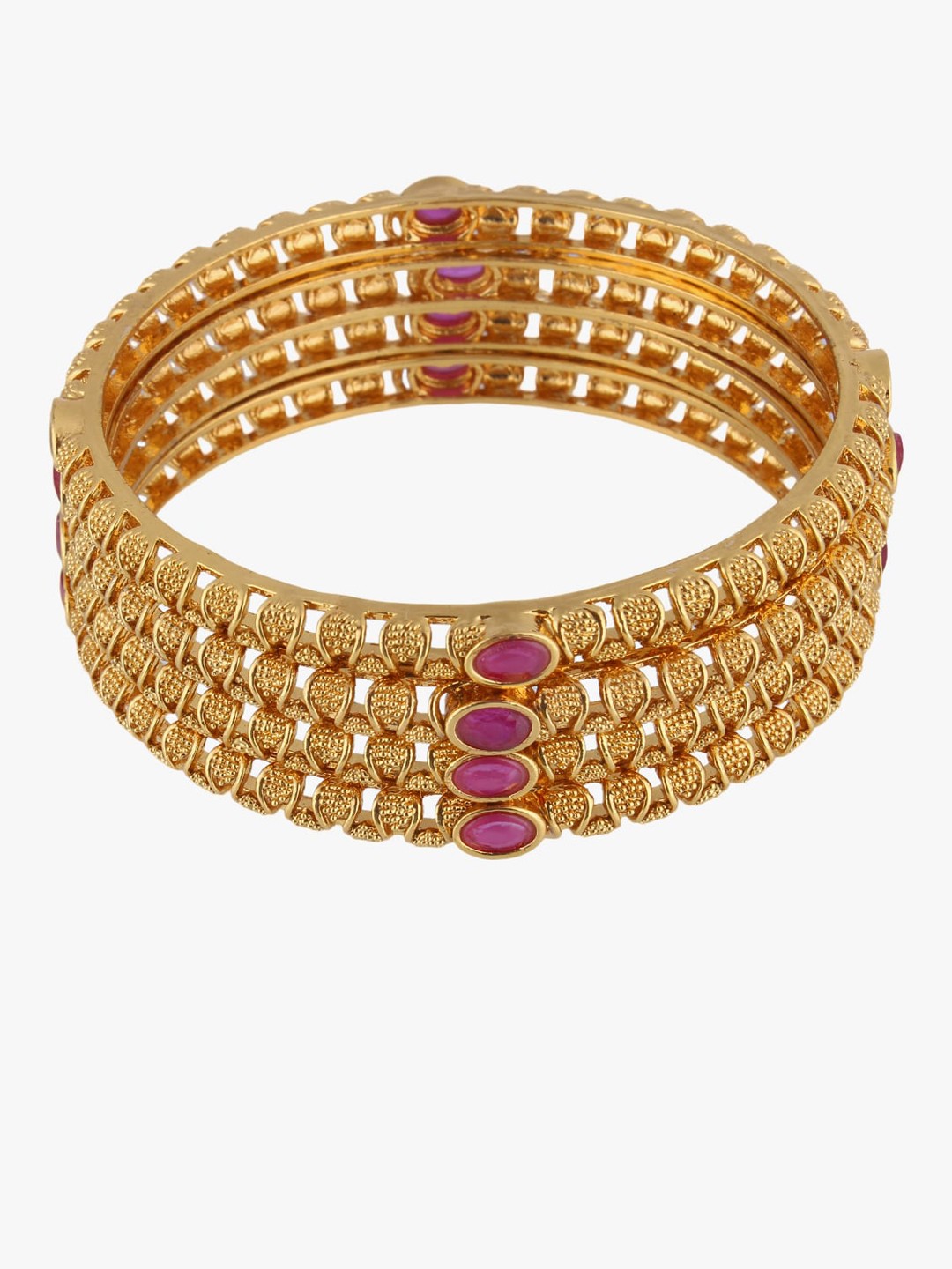 

Adwitiya Collection Set Of 4 Stone Studded 24CT Gold Plated Bangles