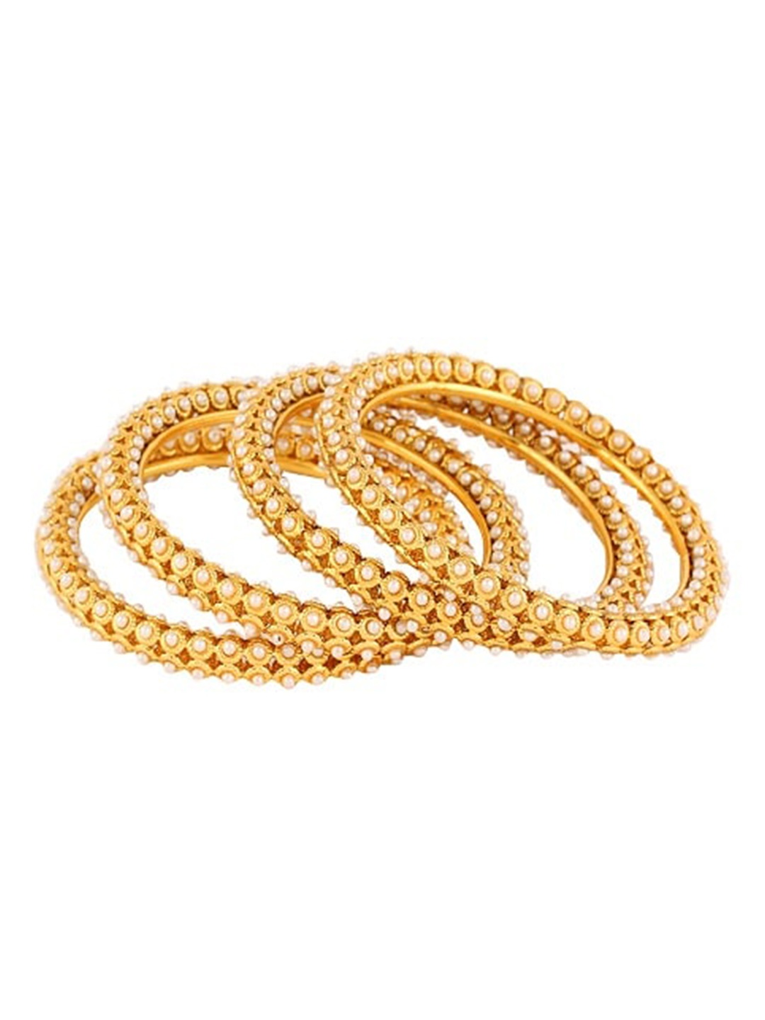 

Adwitiya Collection Set Of 4 24CT Gold-Plated Beaded Bangles