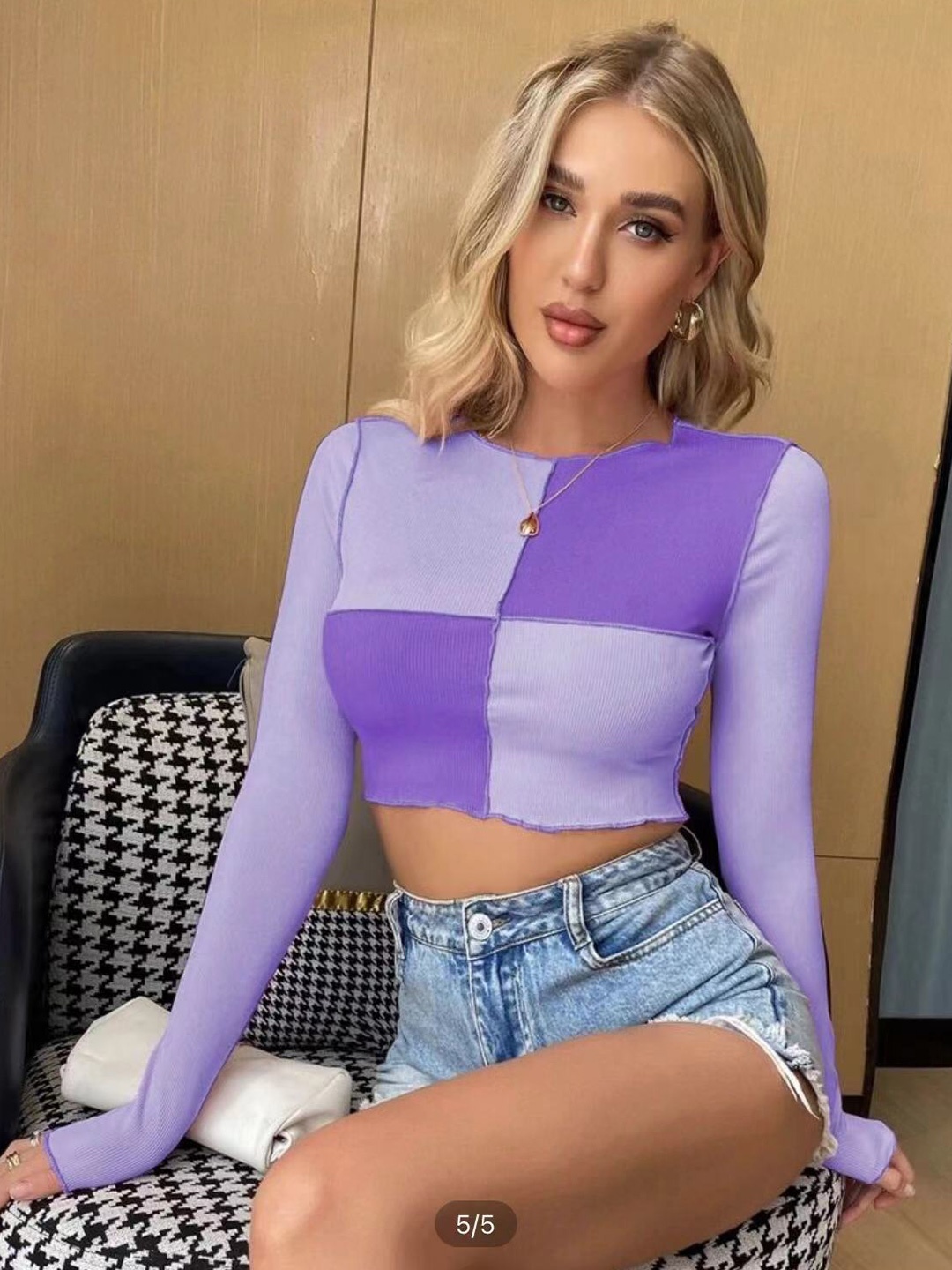 

StyleCast Purple Colourblocked Top