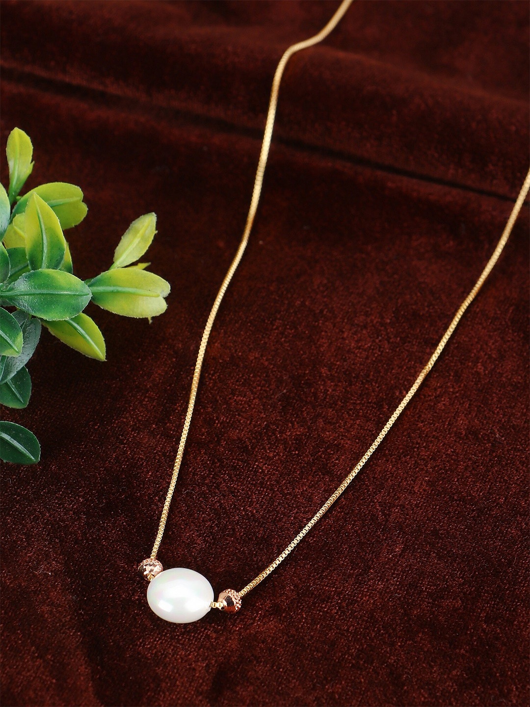 

Adwitiya Collection Gold-Plated Beaded Brass Chain