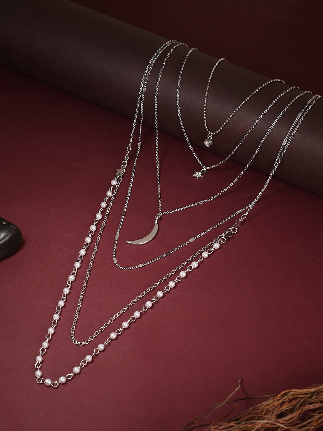 

Adwitiya Collection Silver-Plated Brass Layered Chain