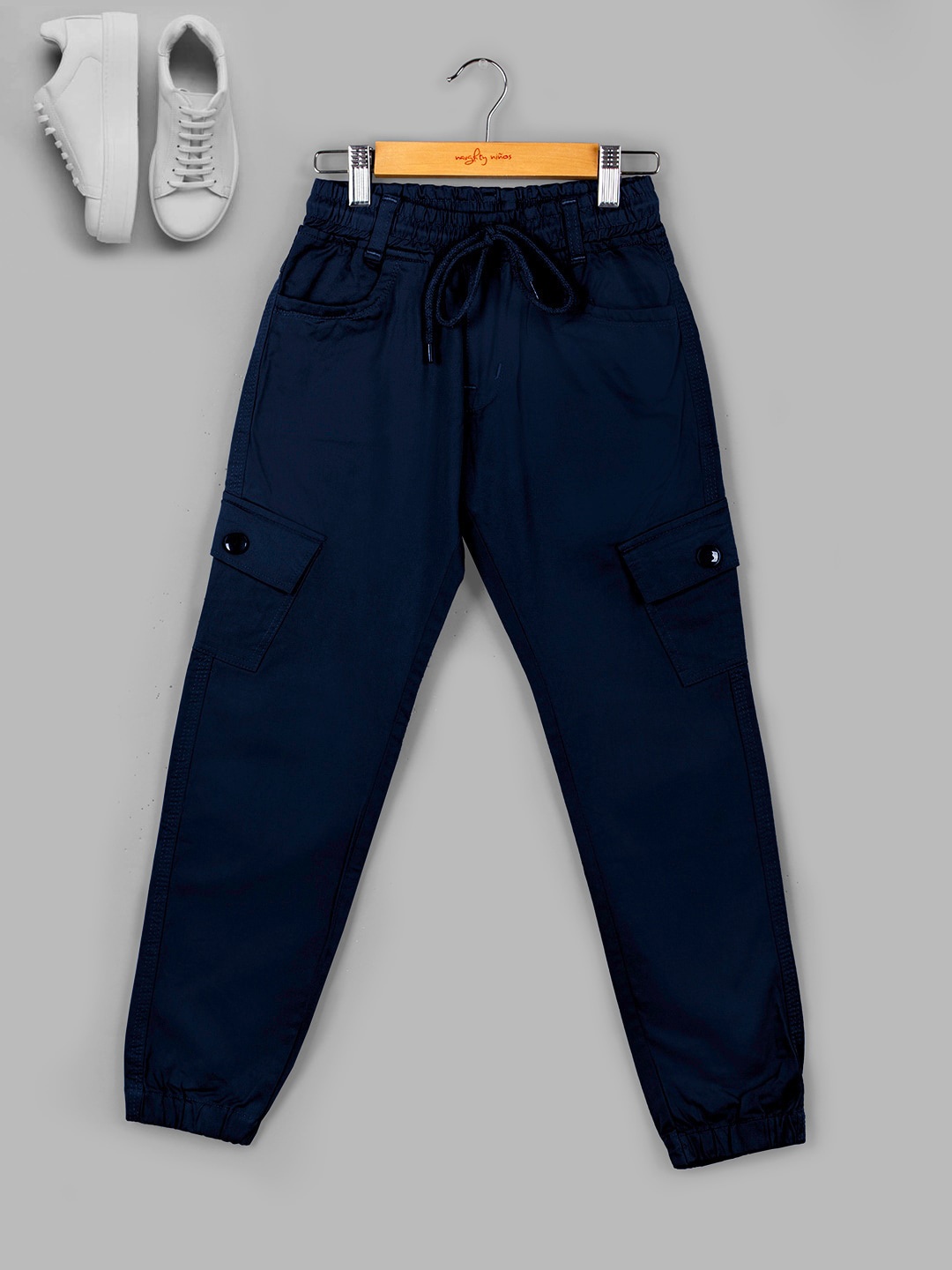 

BAESD Boys Relaxed Loose Fit Pure Cotton Cargos Trousers, Navy blue