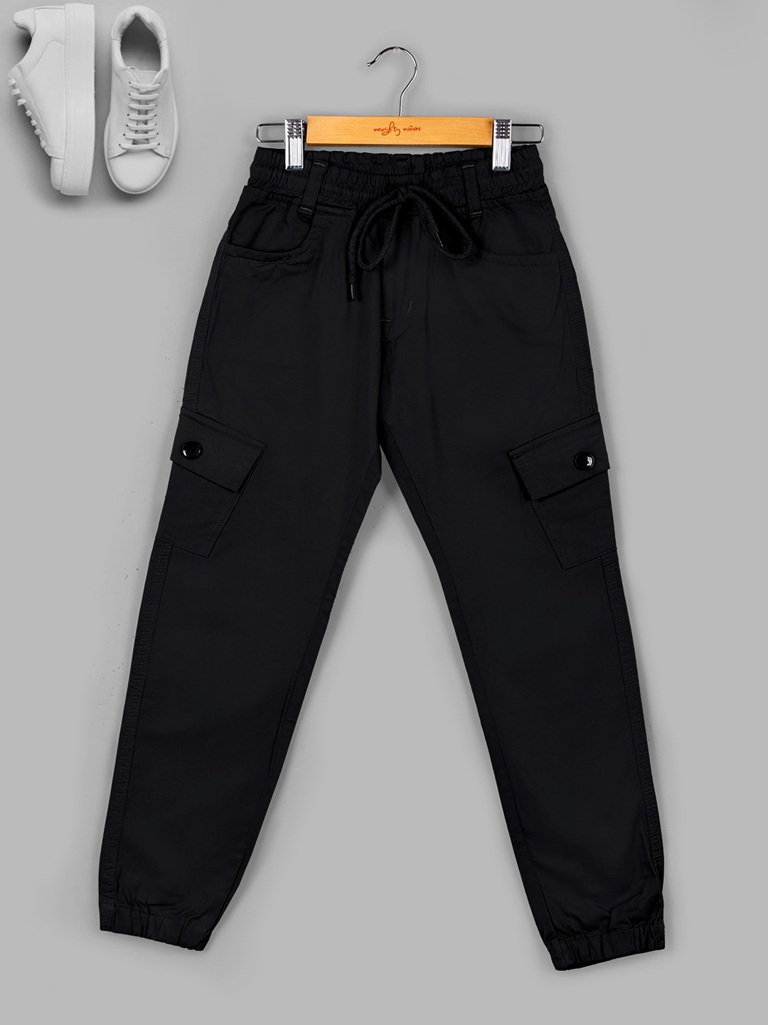 

BAESD Boys Relaxed Loose Fit Pure Cotton Cargos Trousers, Black