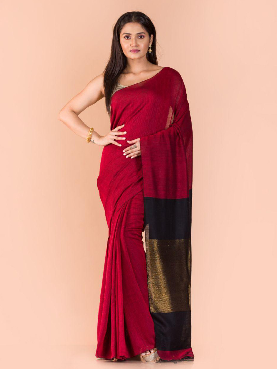 

Angoshobha Pure Cotton Saree, Red