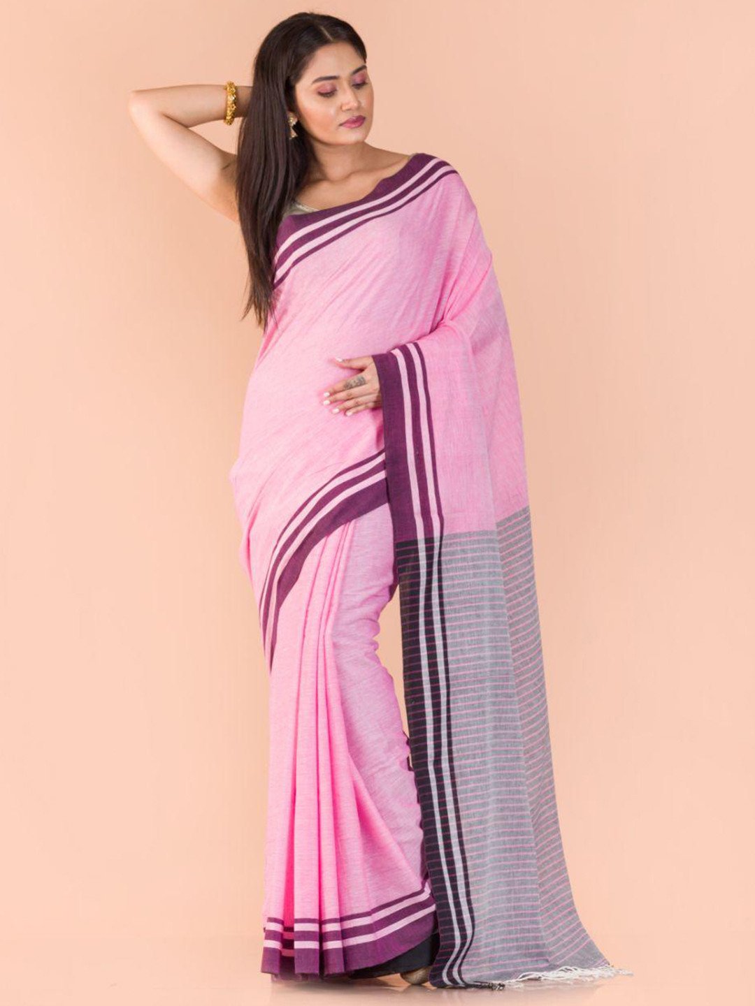 

Angoshobha Pure Cotton Saree, Pink