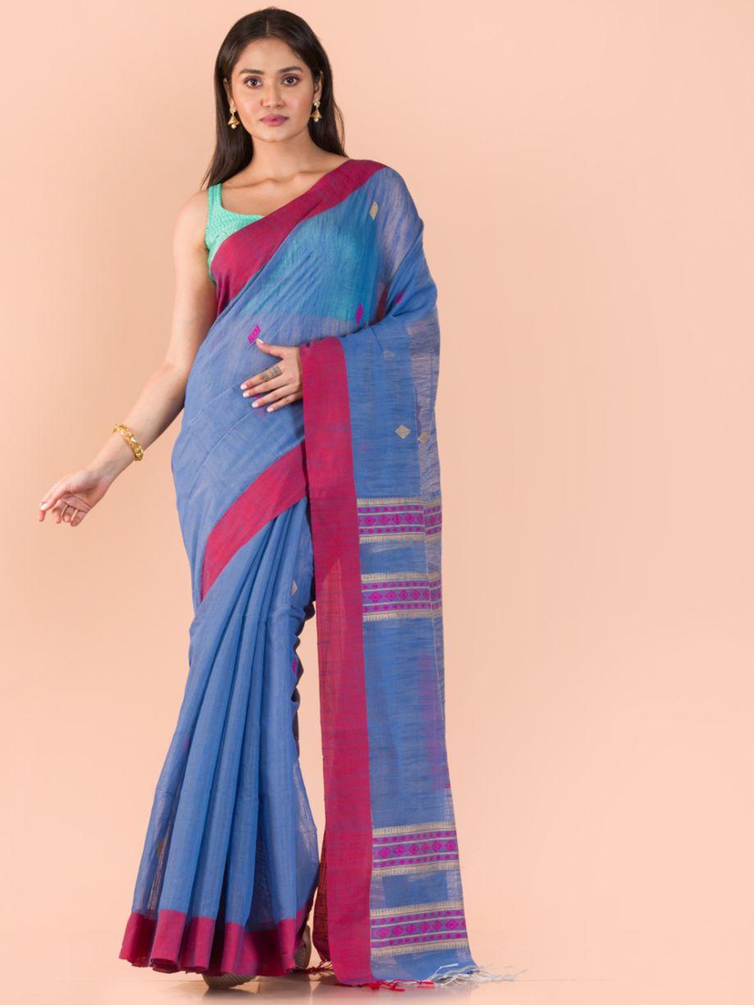 

Angoshobha Woven Design Saree, Blue