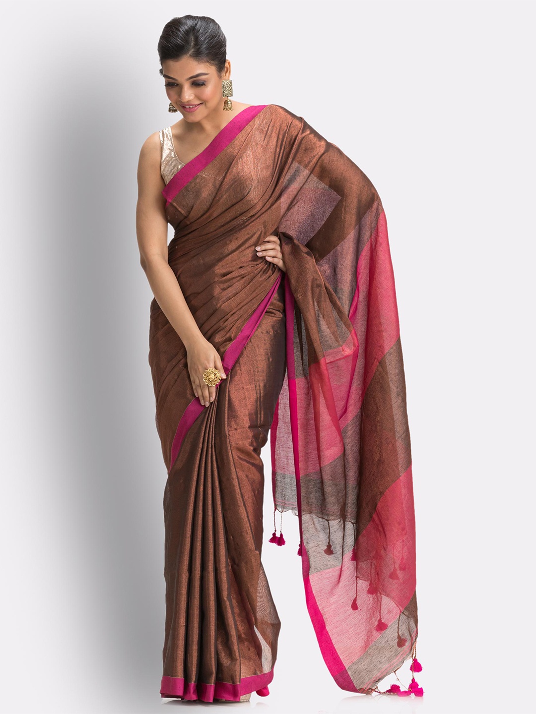 

Angoshobha Pure Cotton Saree, Copper