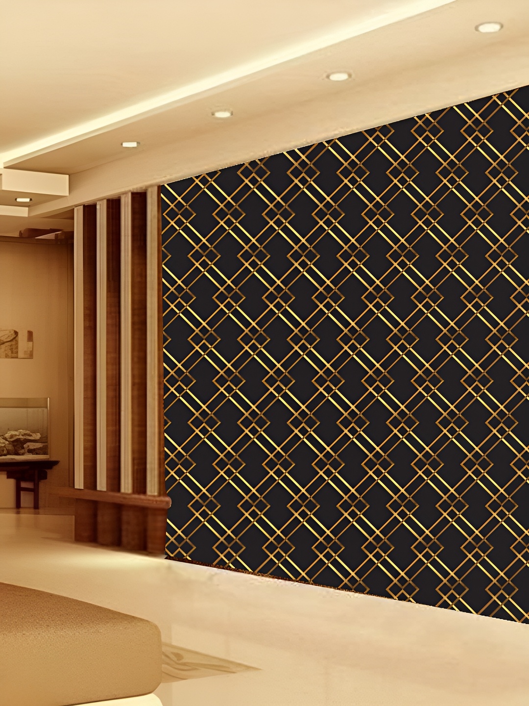 

KSHIRSA Yellow & Black Geometric Printed 3D Self Adhesive Wallpaper