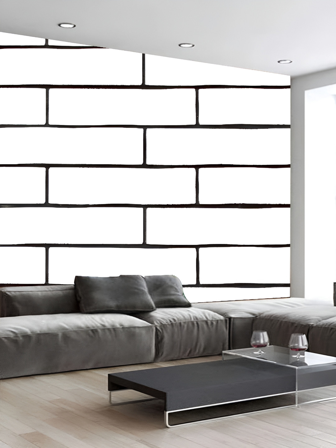 

KSHIRSA White & Black Geometric Printed 3D Self Adhesive Wallpaper