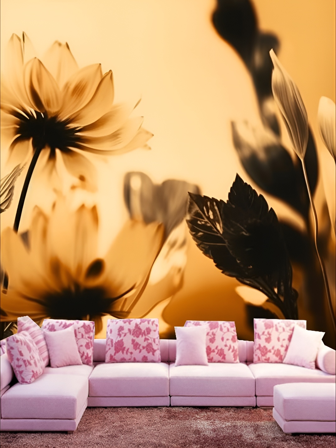 

KSHIRSA Black & Beige Floral Printed 3D Self Adhesive Wallpaper