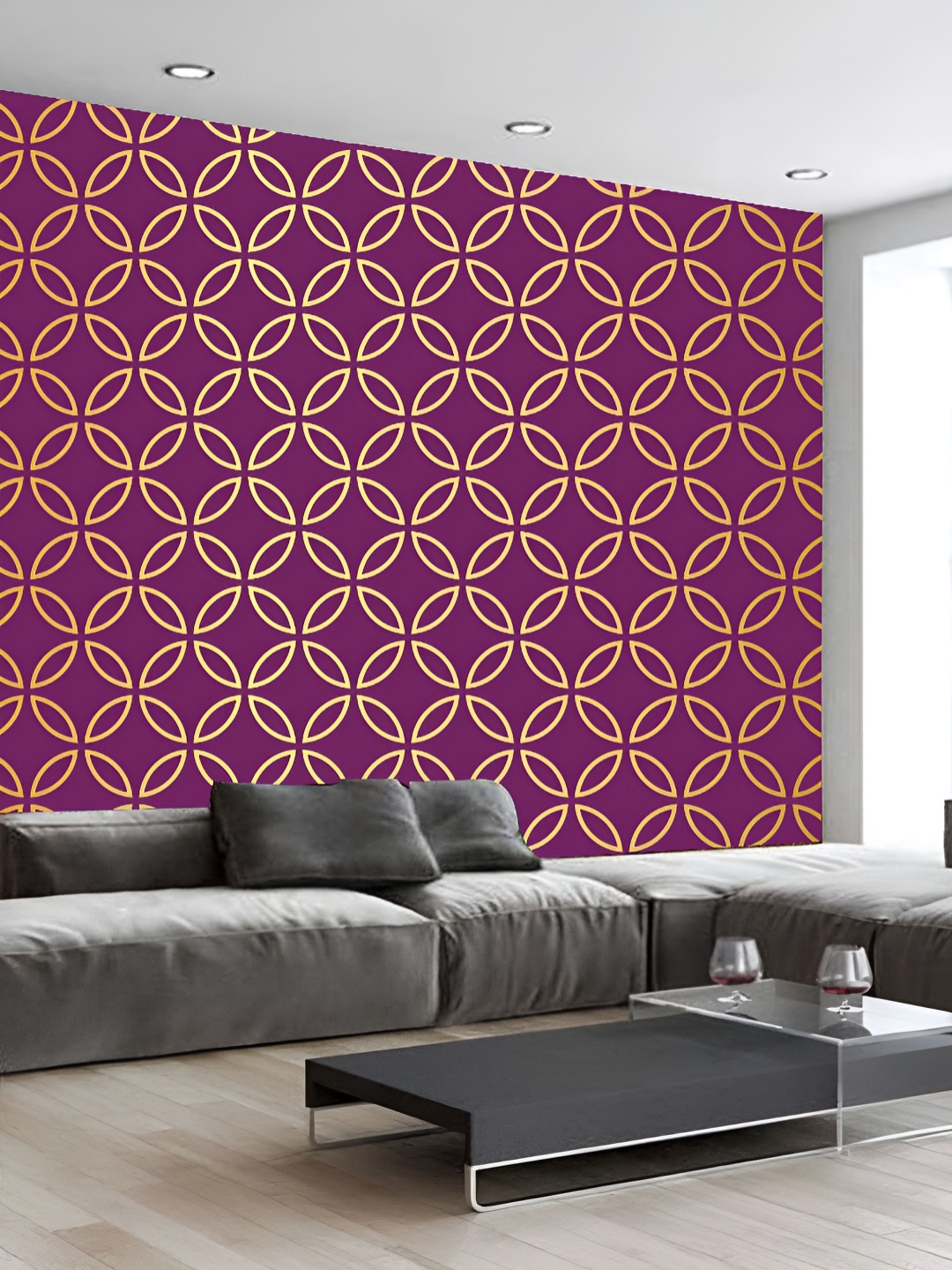 

KSHIRSA Purple & Yellow Geometric Printed 3D Self Adhesive Wallpaper