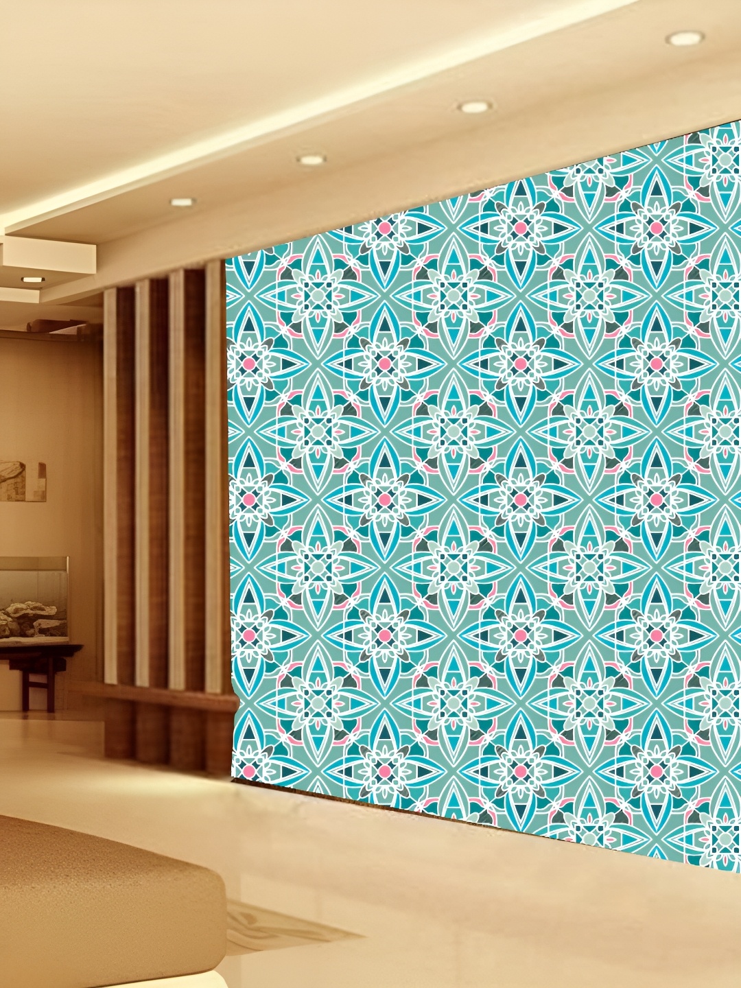 

KSHIRSA Blue & Pink Floral Printed 3D Self Adhesive Wall Sticker