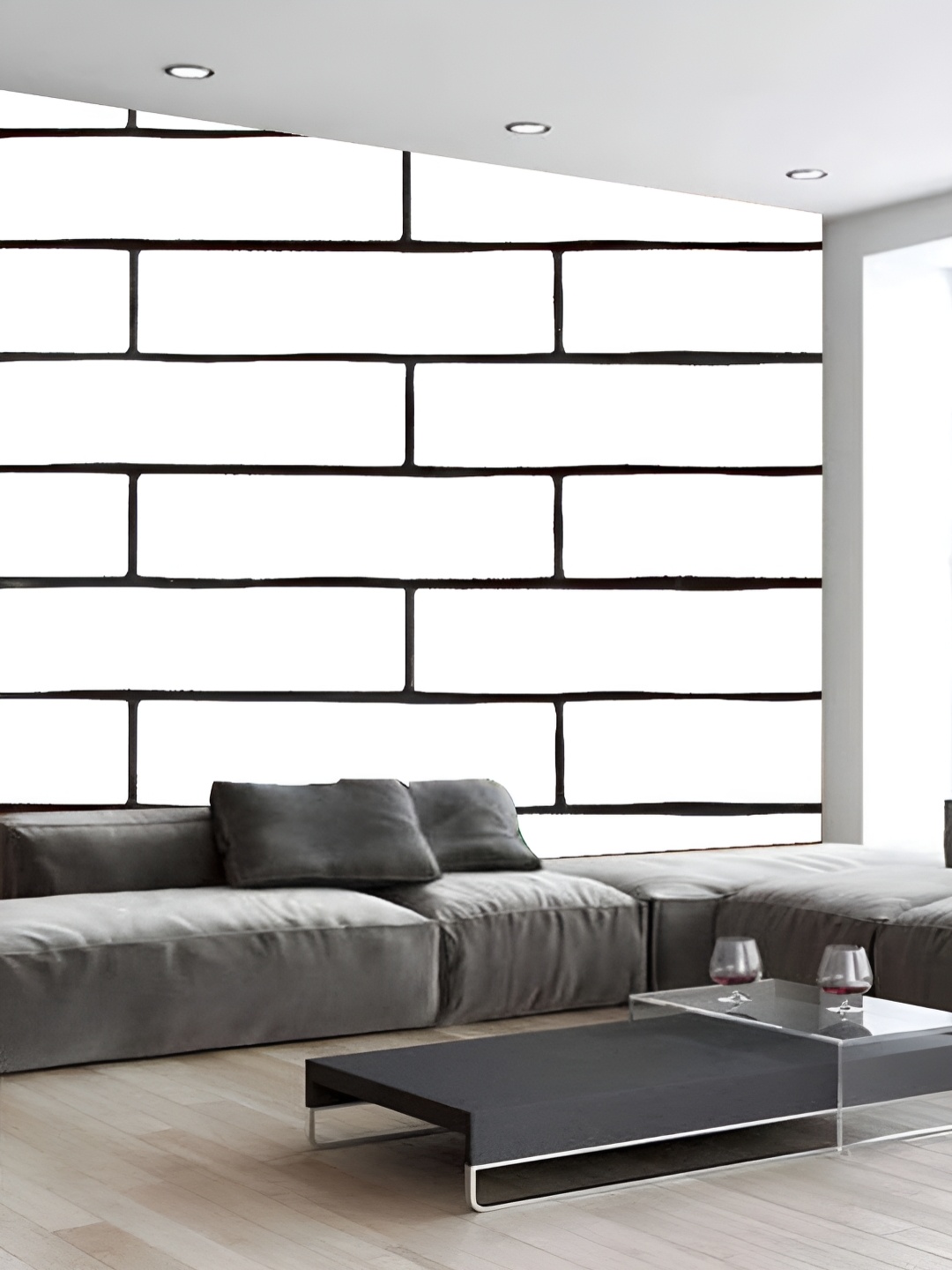 

KSHIRSA White & Black Geometric Printed 3D Self Adhesive Wallpaper
