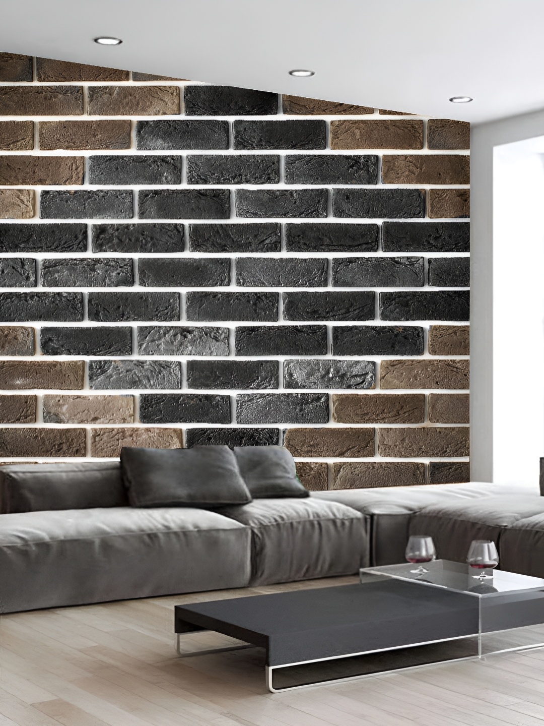 

KSHIRSA Brown & Black Geometric Printed 3D Self Adhesive Wallpaper