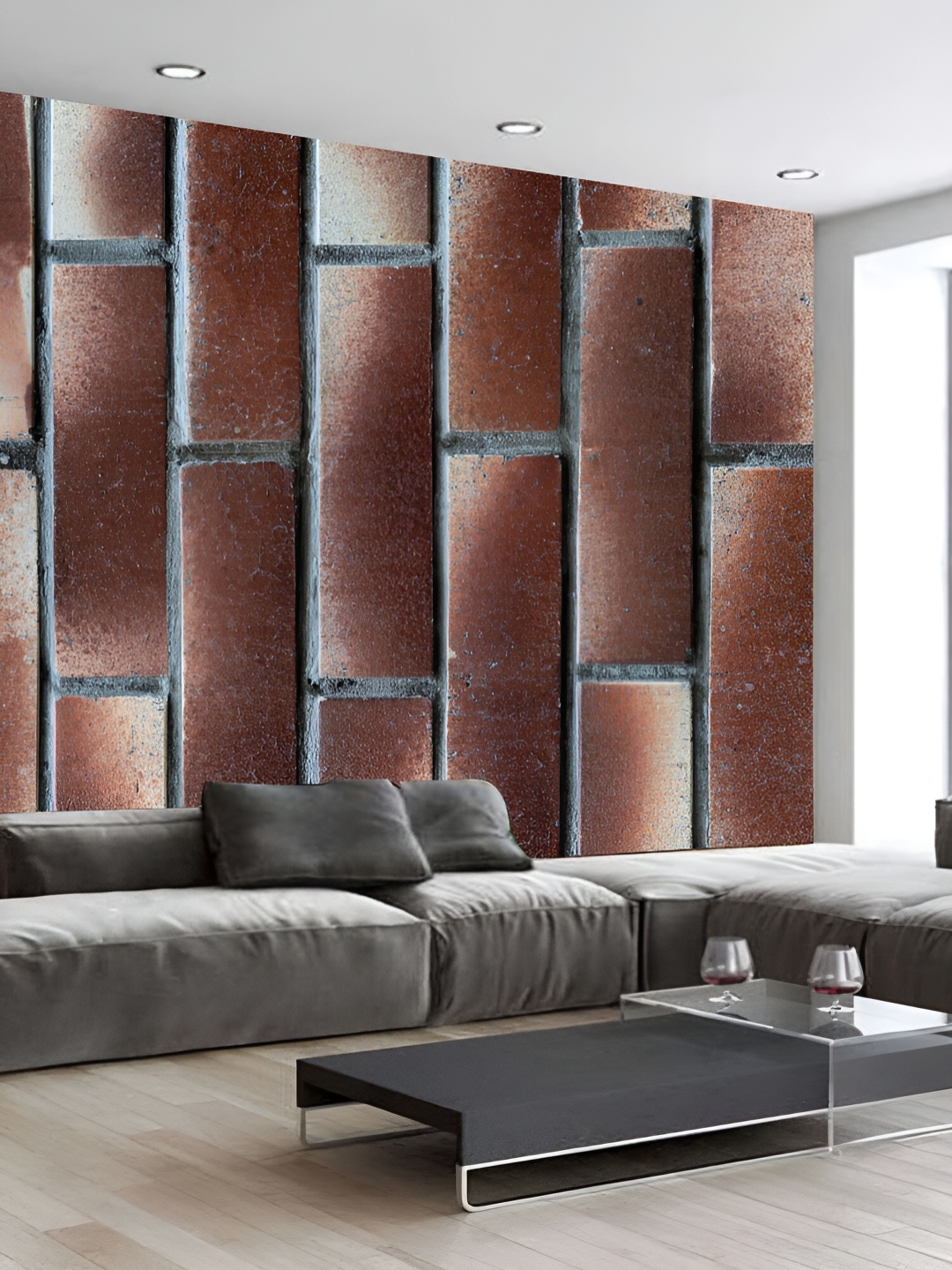 

KSHIRSA Brown & Grey Geometric Printed 3D Self Adhesive Wallpaper