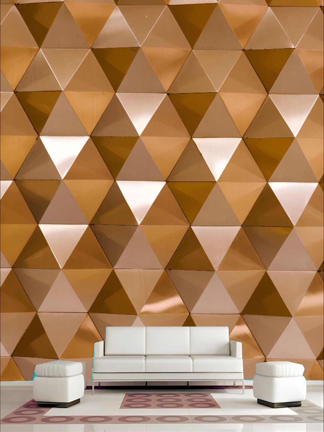 

KSHIRSA Beige & Brown Geometric Printed 3D Self Adhesive Wall Sticker
