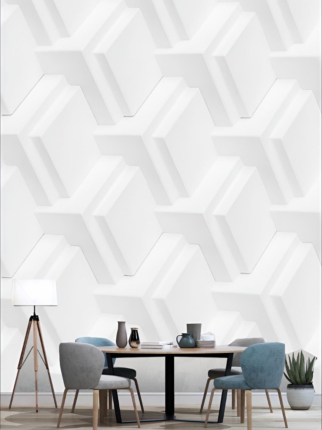 

KSHIRSA White 3D Printed Self-Adhesive Wall Sticker