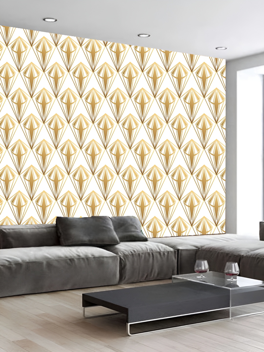 

KSHIRSA White & Beige Geometric Printed 3D Self Adhesive Wallpaper