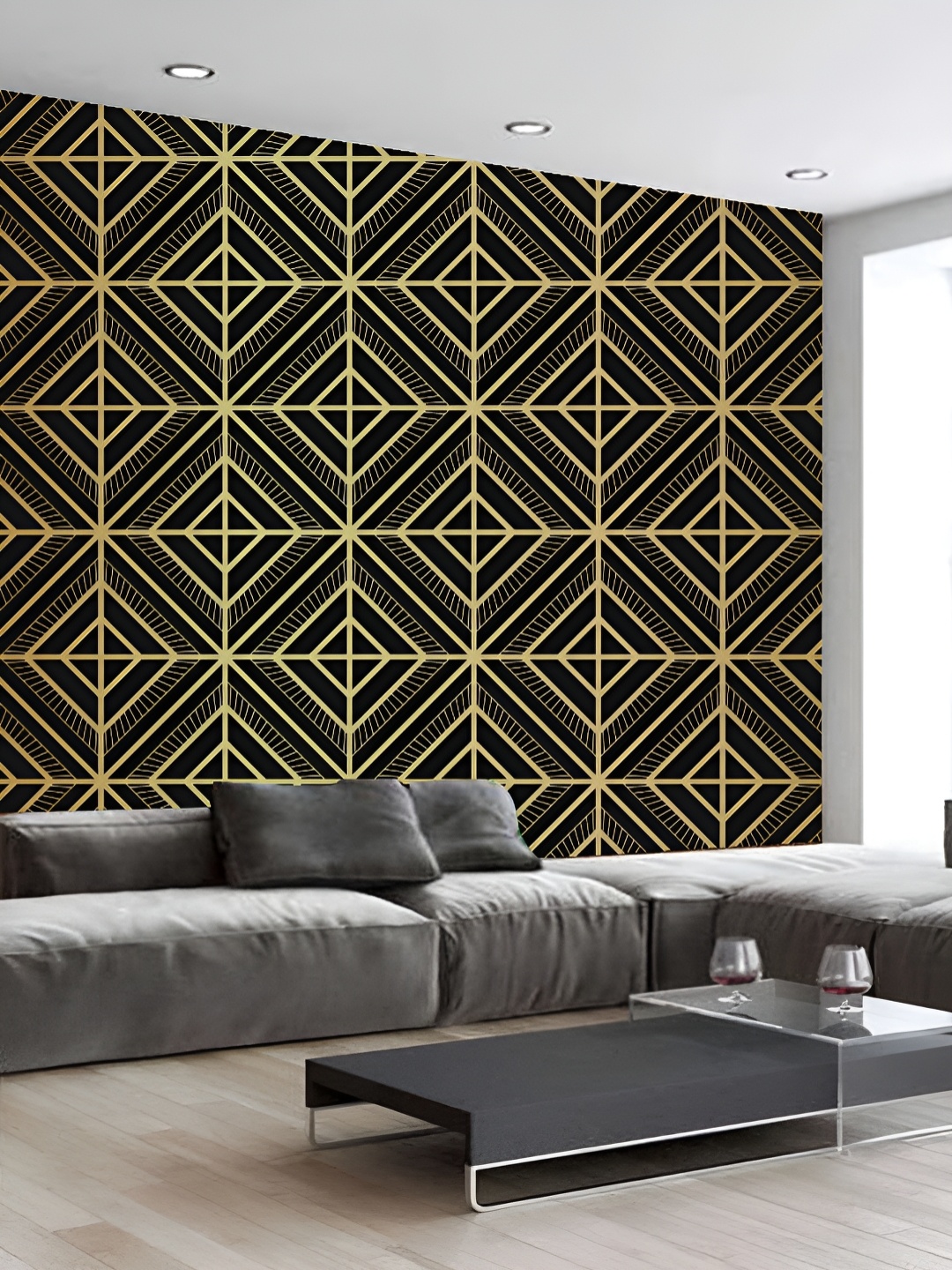 

KSHIRSA Yellow & Black Geometric Printed 3D Self Adhesive Wallpaper