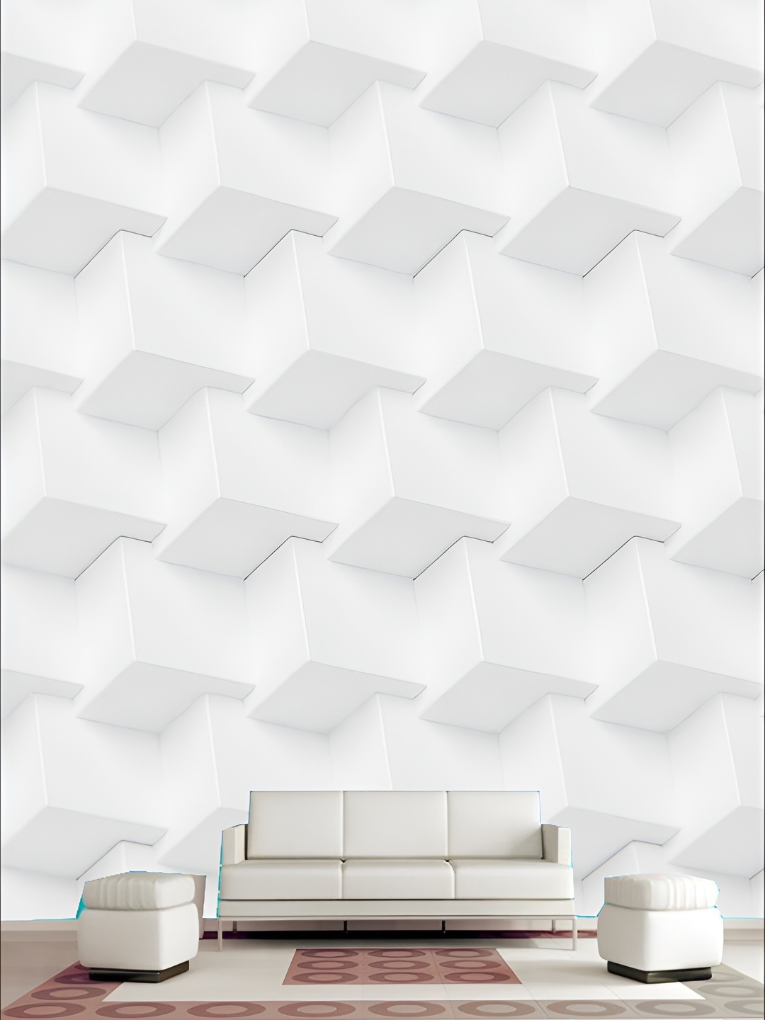 

KSHIRSA Off-White & Grey Geometric Printed 3D Self Adhesive Wall Sticker