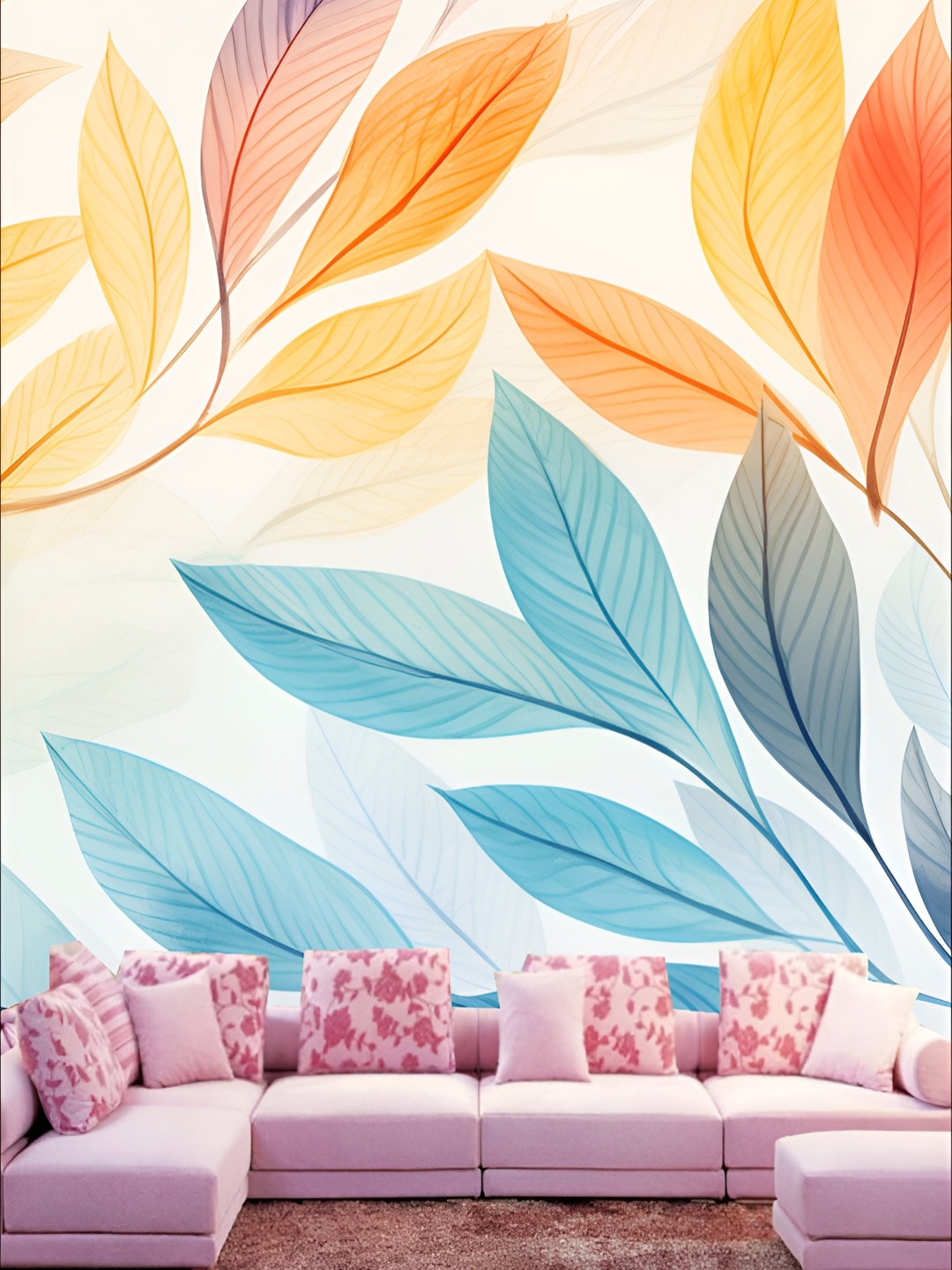 

KSHIRSA Blue & Yellow Floral Printed 3D Self Adhesive Wallpaper