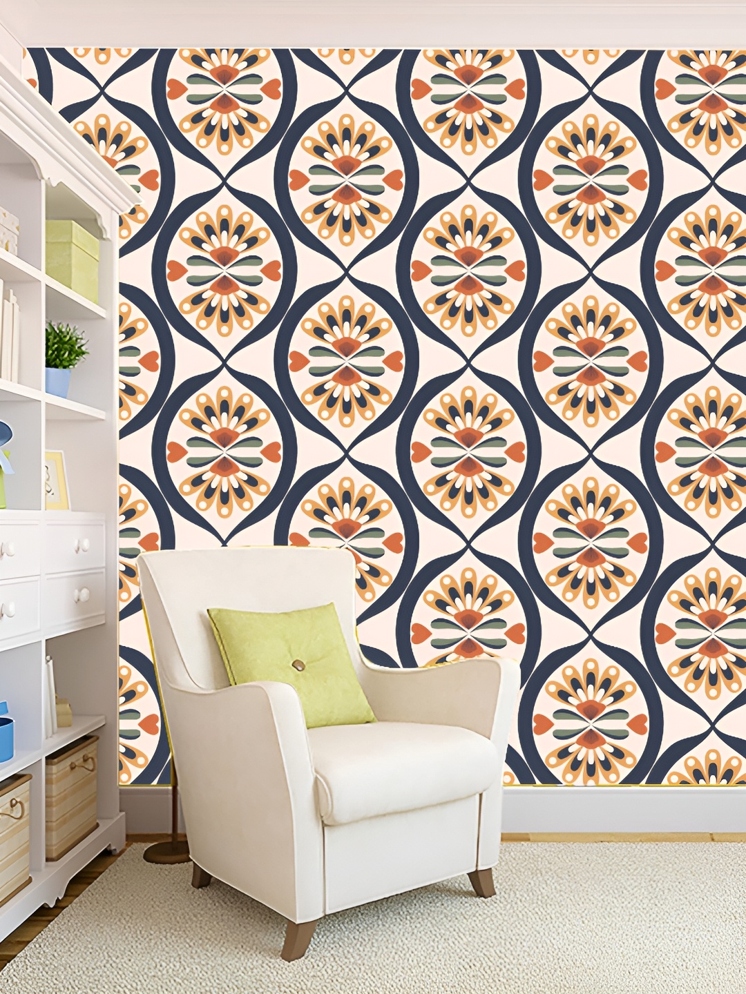 

KSHIRSA Brown & Beige Floral Printed 3D Self Adhesive Wallpaper