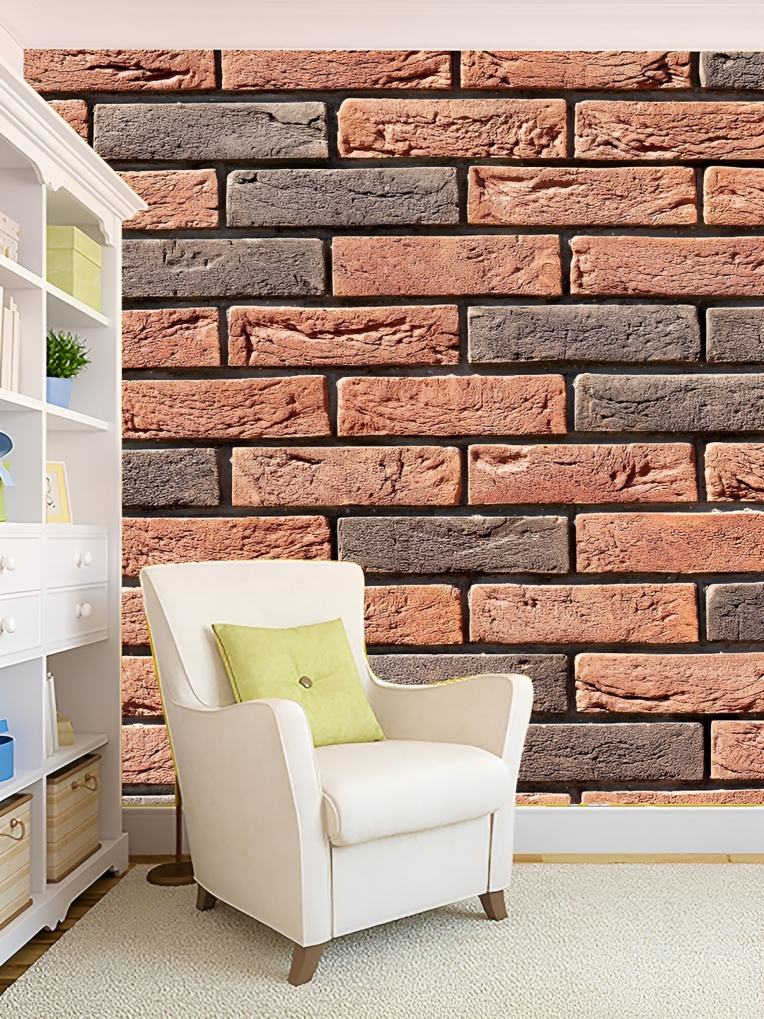 

KSHIRSA Brown & Grey Geometric Printed 3D Self Adhesive Wallpaper