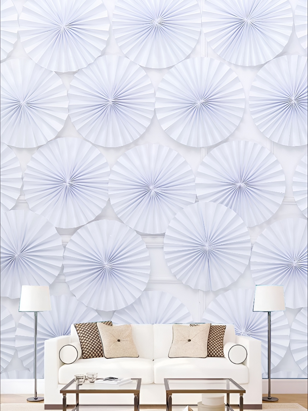 

KSHIRSA White Geometric Printed 3D Self Adhesive Wallpaper
