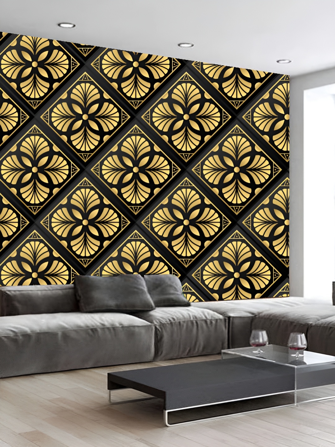 

KSHIRSA Yellow & Black Geometric Printed 3D Self Adhesive Wallpaper
