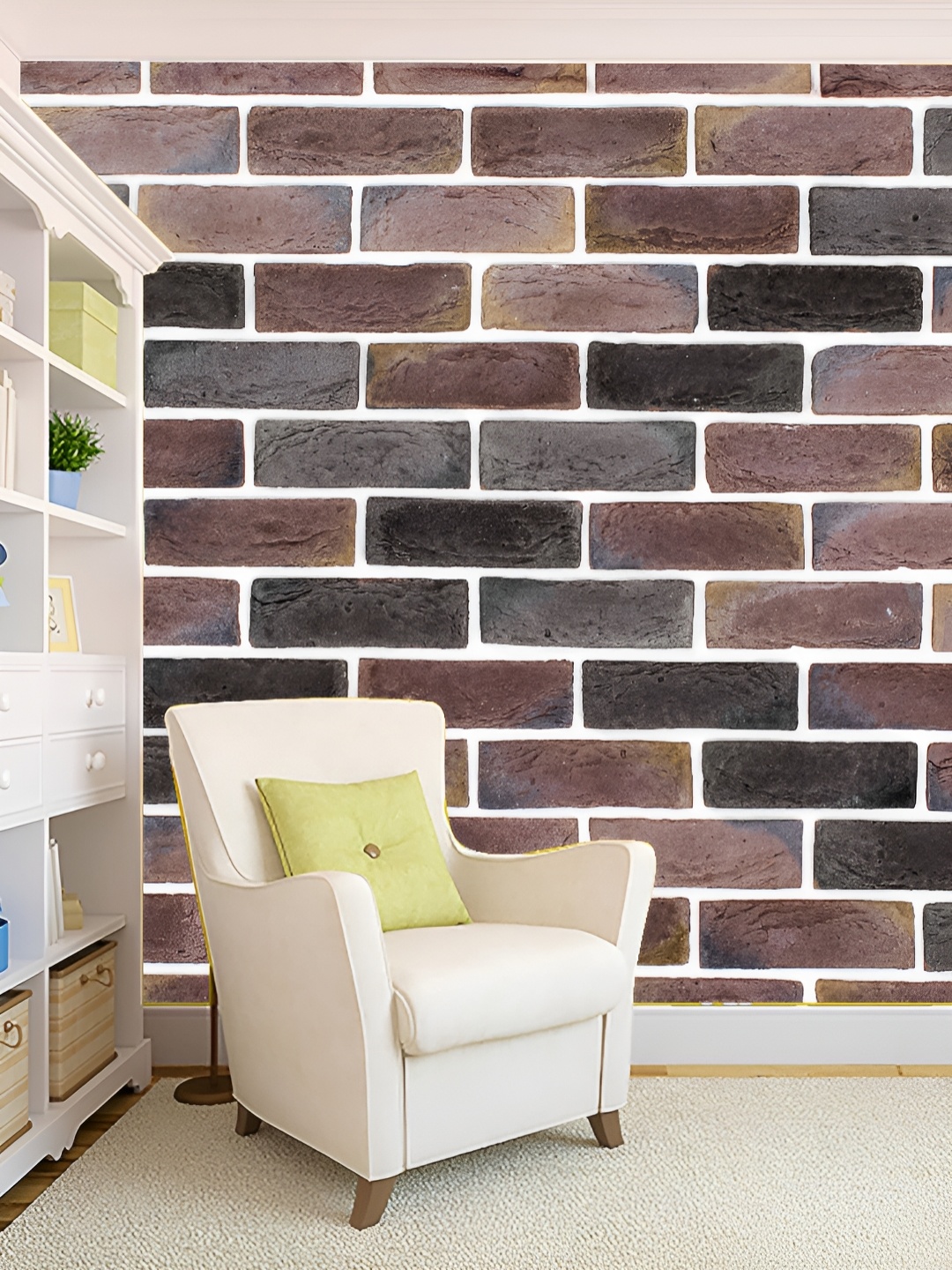 

KSHIRSA Brown 3D Printed 3D Self Adhesive Wall Stickers