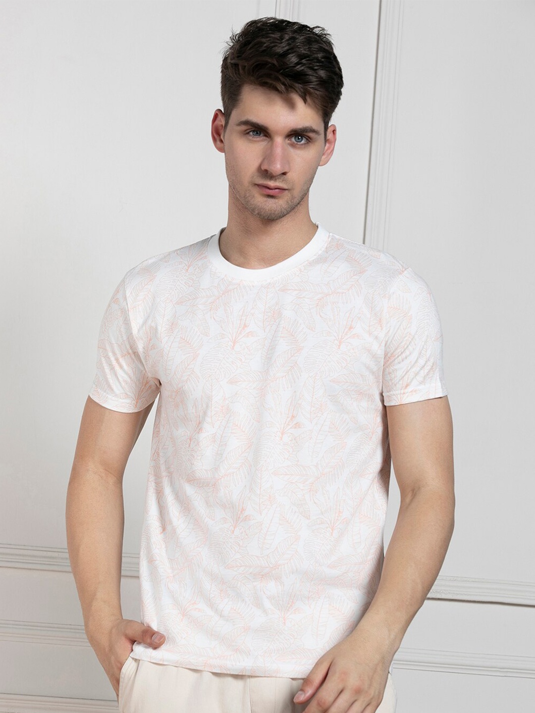 

Dennis Lingo Tropical Printed Cotton T-shirt, Rust