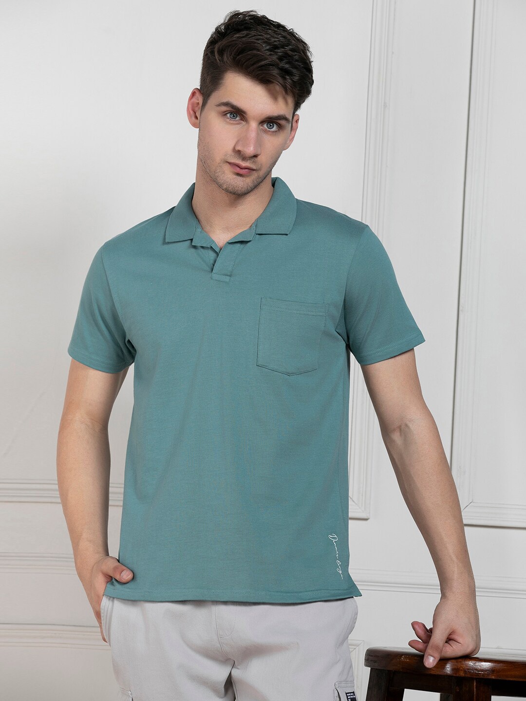 

Dennis Lingo Polo Collar Cotton T-shirt, Green