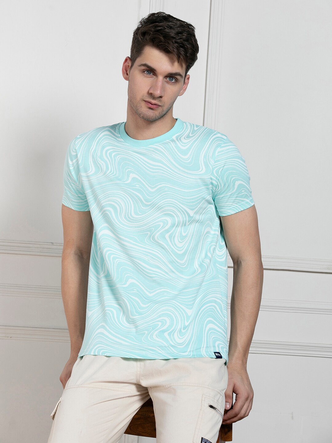 

Dennis Lingo Abstract Printed Cotton T-shirt, Blue