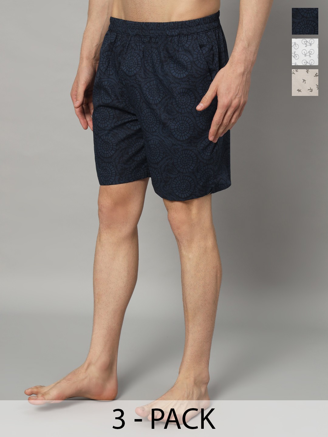 

OWO THE LABEL Men Pack of 3 Pure Cotton Mid-Rise Boxers, White