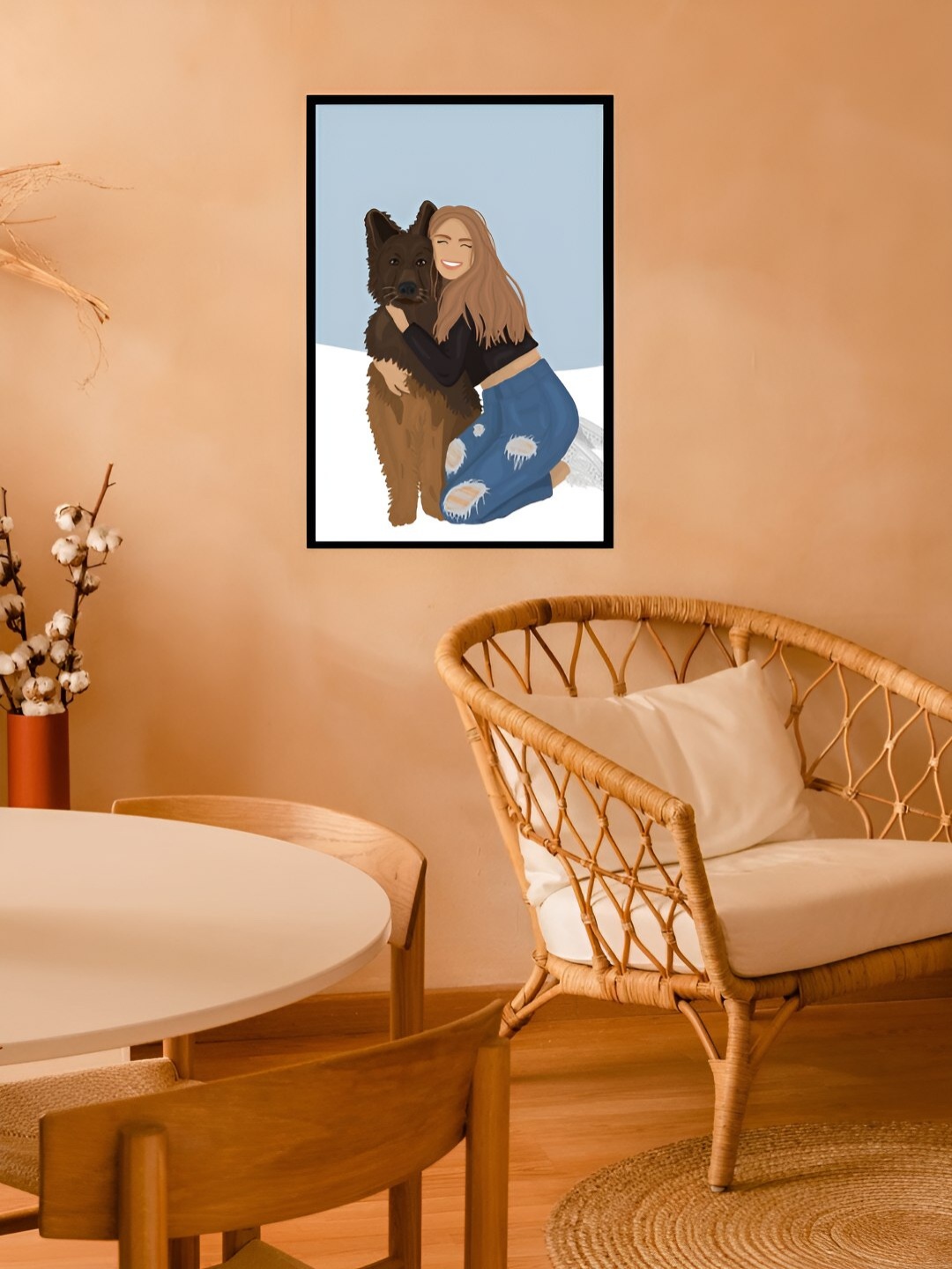 

AbhiKalpya Art Studio-Get a vibe Beige & Blue Wooden Wall Painting