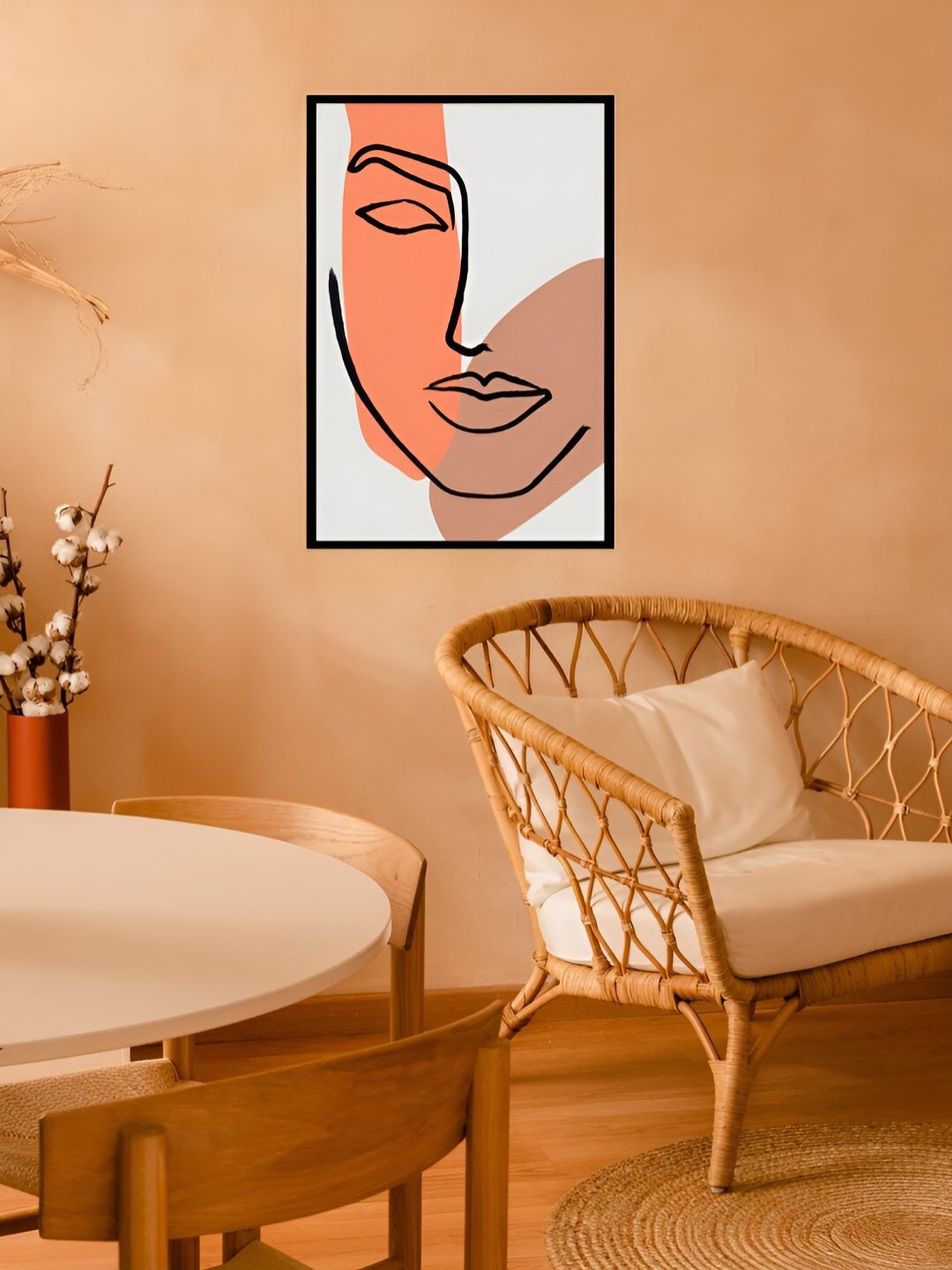 

AbhiKalpya Art Studio-Get a vibe White & Orange Wooden Wall Painting