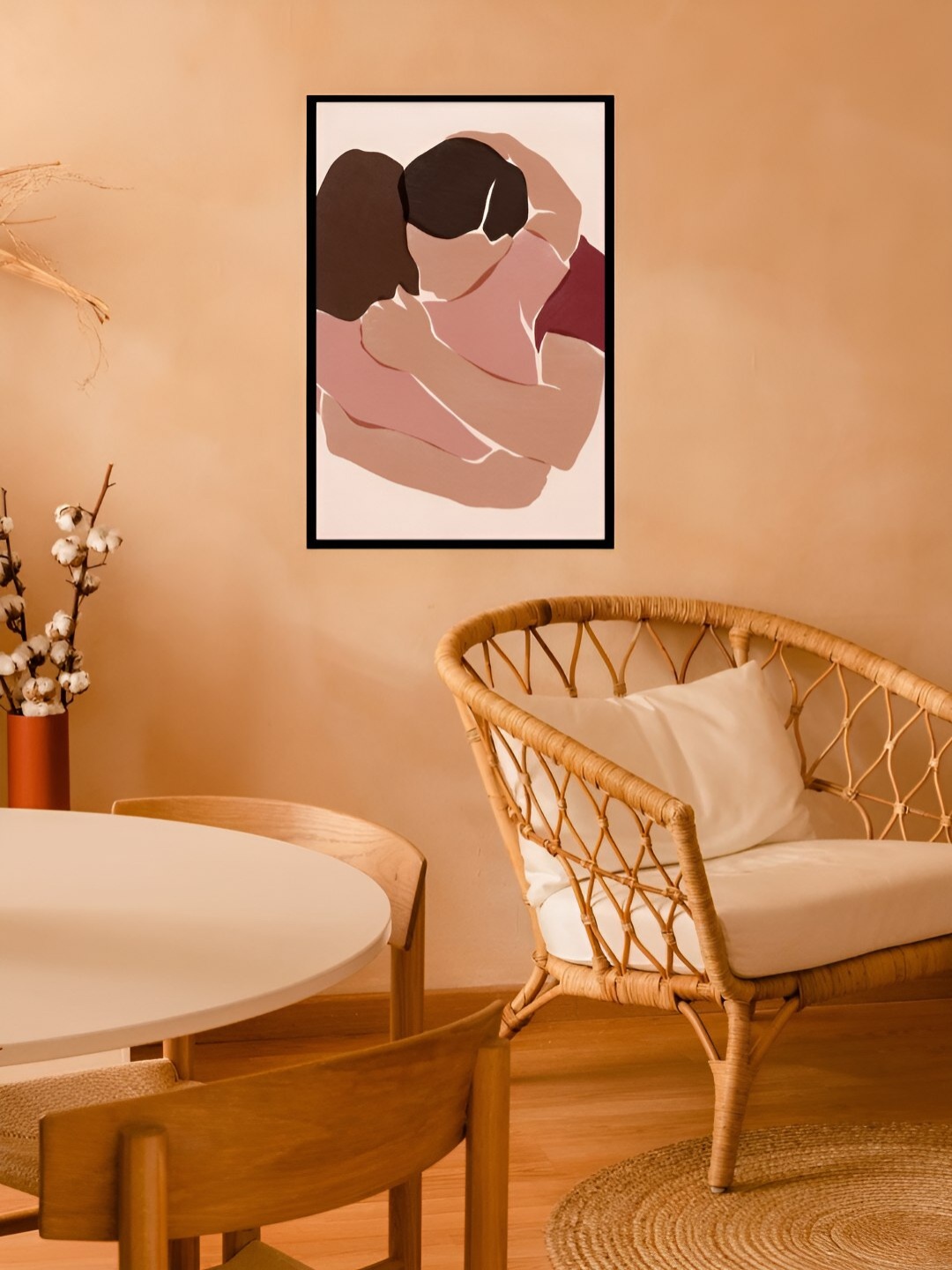 

AbhiKalpya Art Studio-Get a vibe Peach-Coloured & Black Wooden Wall Painting