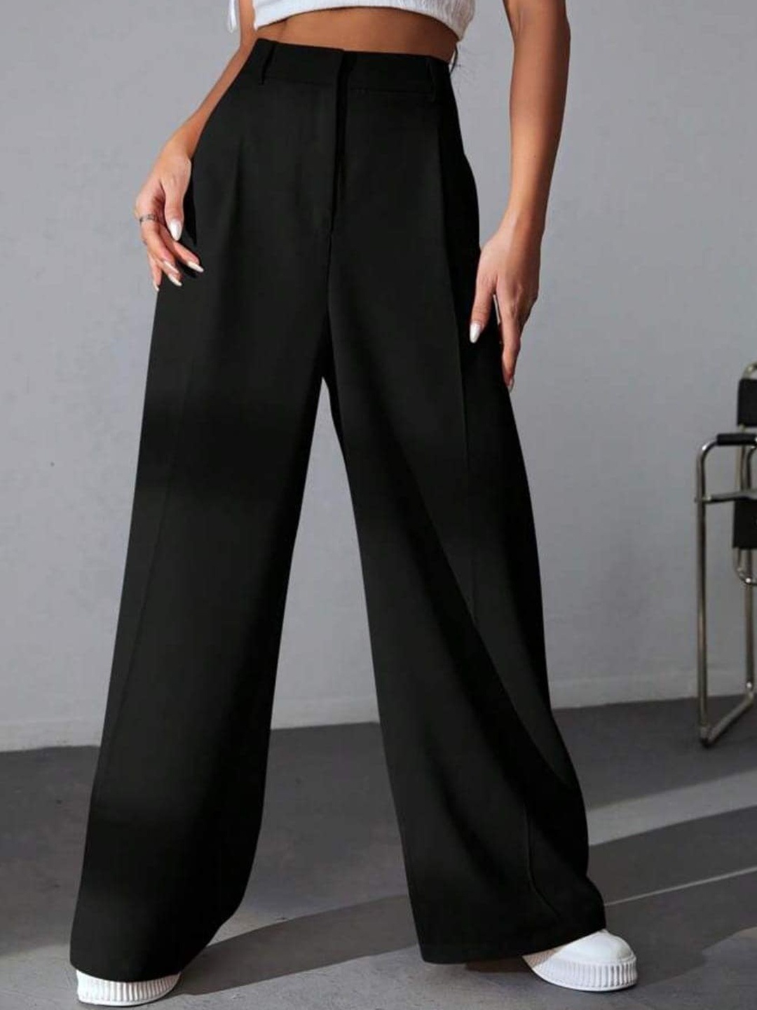 

BROADSTAR Women Pleated Korean Pants, Black