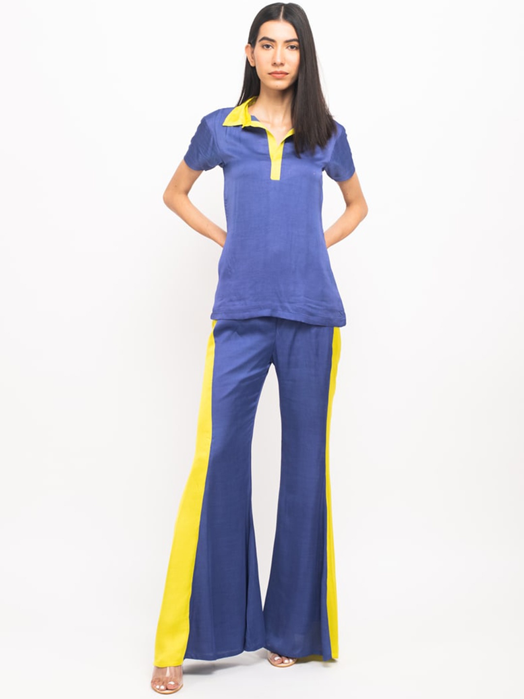 

Neora Colourblocked Top With Palazzos, Blue