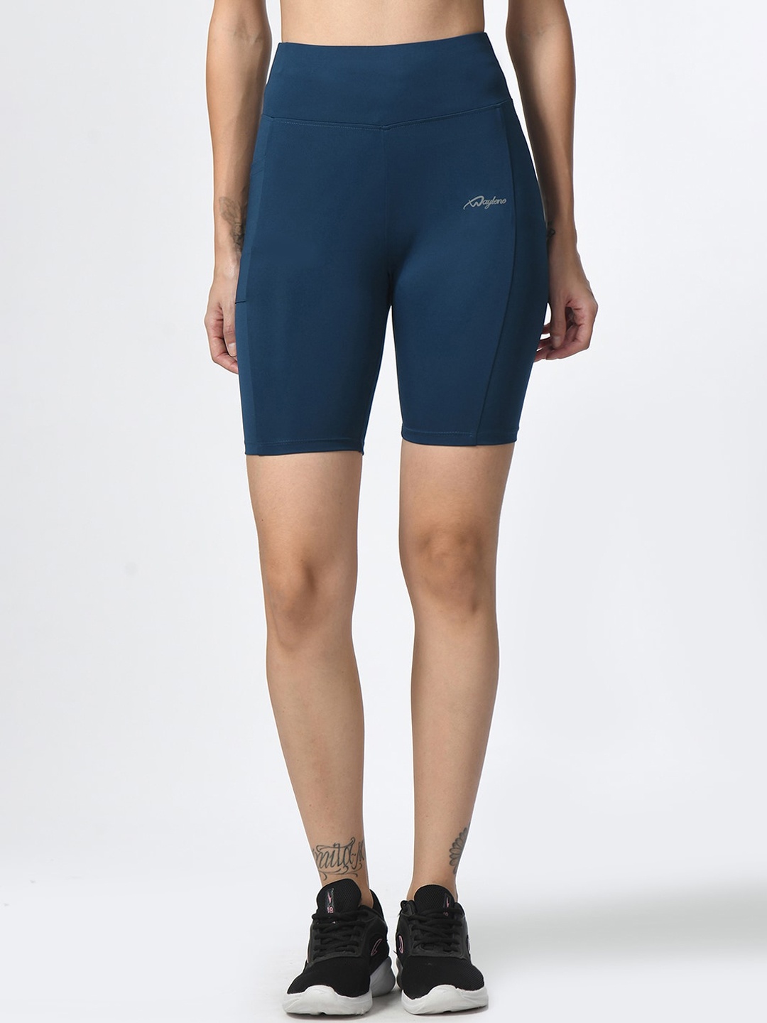 

WAYLENE Women Skinny Fit High-Rise Dri-FIT Cycling Sports Shorts, Teal