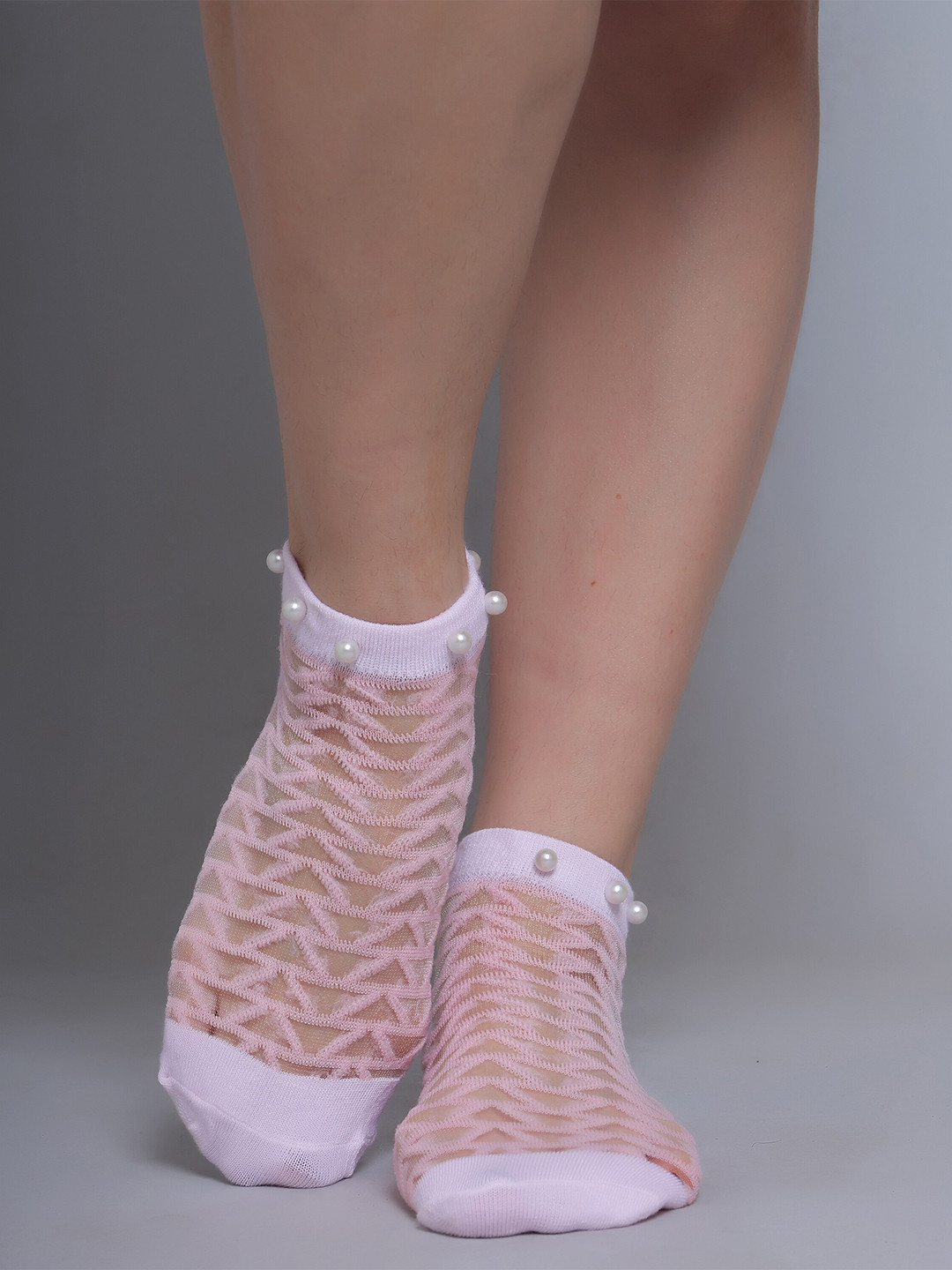 

COLOR STYLE Women Patterned Cotton Above Ankle-Length Socks, Pink