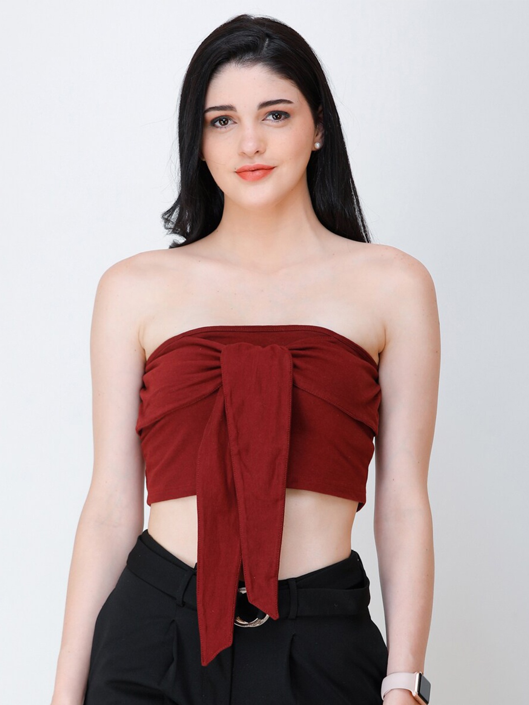 

BAESD Cotton Tube Crop Top, Maroon