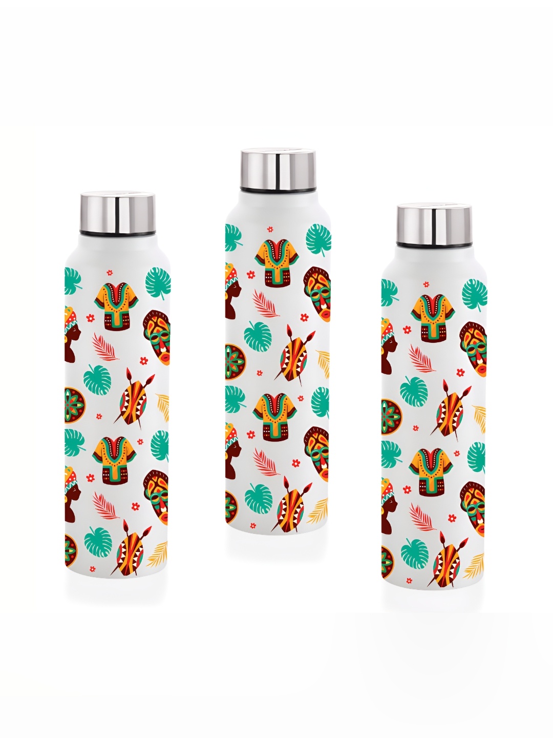 

NIRLON White & Yellow 3 Pieces Printed Stainless Steel Water Bottle 1 L