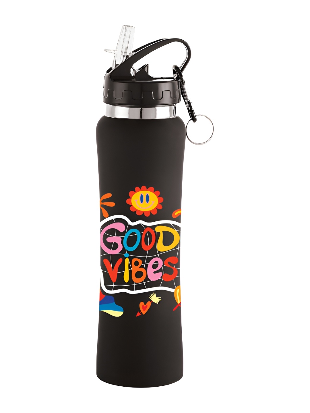 

NIRLON Black Printed Stainless Steel Single Wall Vacuum Water Bottles 750 ml