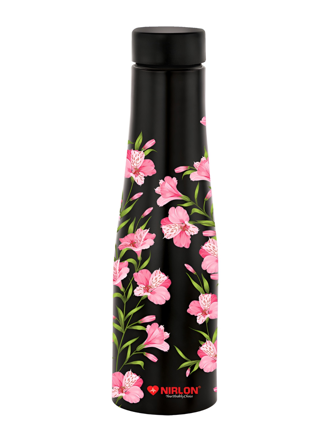 

NIRLON Black Printed Stainless Steel Single Wall Vacuum Water Bottles 1 L