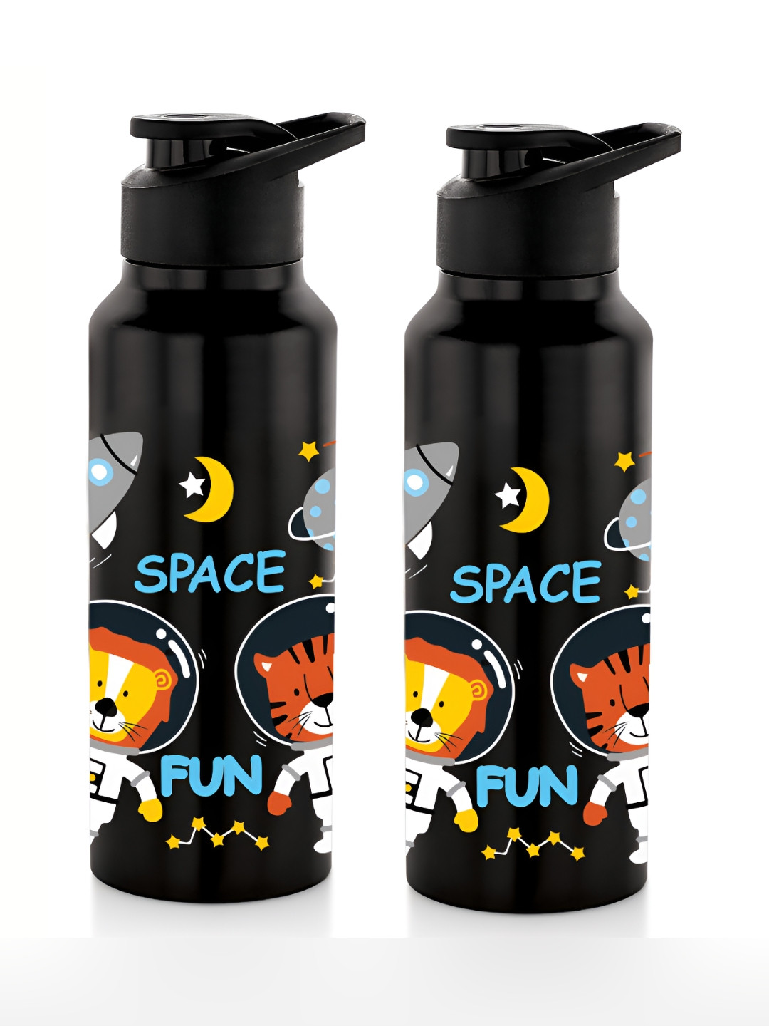 

NIRLON Black 2 Pieces Printed Stainless Steel Single Wall Vacuum Sippers 750 ml Each