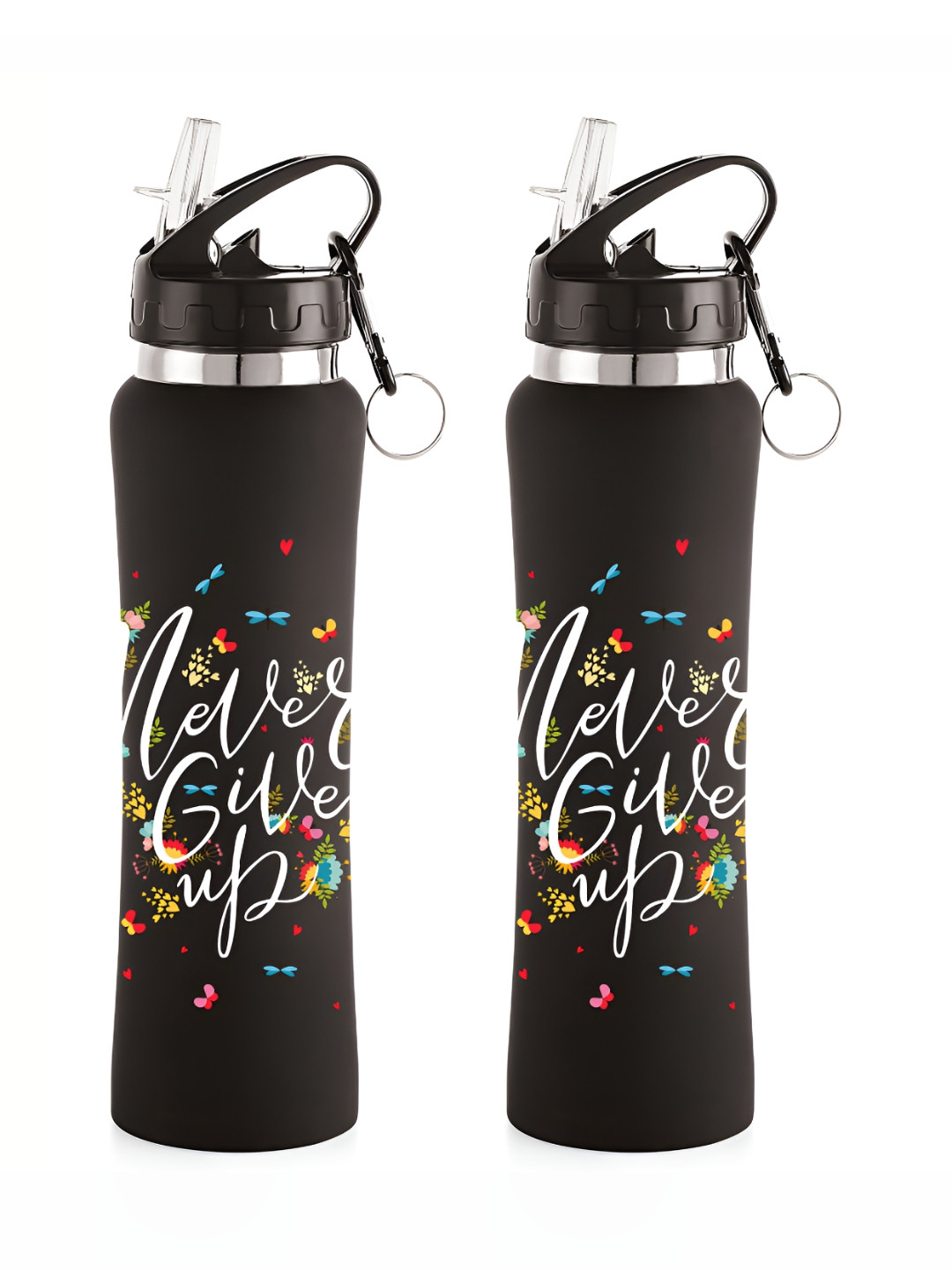 

NIRLON Black 2 Pieces Printed Stainless Steel Single Wall Vacuum Sippers 750 ml Each